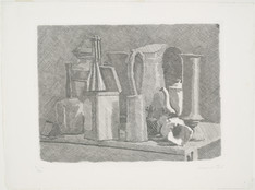 Giorgio Morandi. Grande natura morta con la caffettiera (Large Still Life with Coffeepot). 1933, half the edition printed 1943, the other half printed 1949