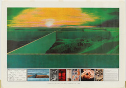 Superstudio, Cristiano Toraldo di Francia, Alessandro Magris, Roberto Magris, Gian Piero Frassinelli, Adolfo Natalini. The First City, from the Twelve Ideal Cities, project, Aerial perspective. 1971